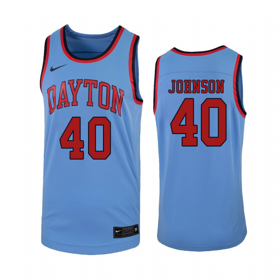 Men #40 Chase Johnson Dayton Flyers College Basketball Jerseys Sale-Light Blue - Click Image to Close